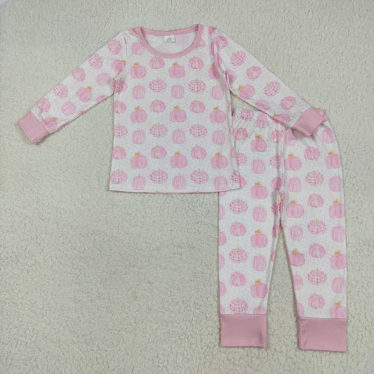 GLP1188 New Sibling Bamboo Pajamas Pumpkin Pink Long Sleeve Pants Girls Set 202507 RTS