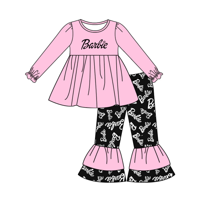 Preorder GLP1241 barbie letter pink lace pocket long-sleeved pantsuit