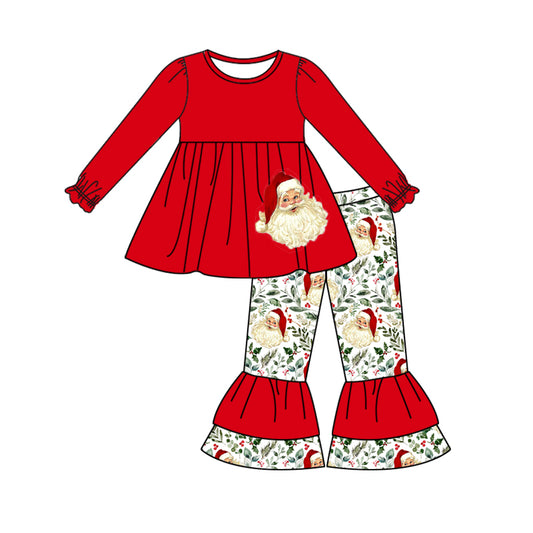 Preorder GLP1246 Santa leaves red long sleeve pants suit