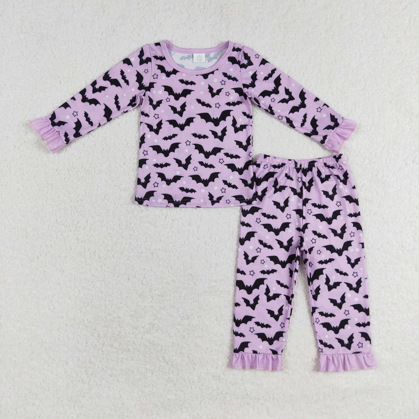 GLP1268 RTS Modal Halloween Bat Purple Lace Long sleeve pants pajama set