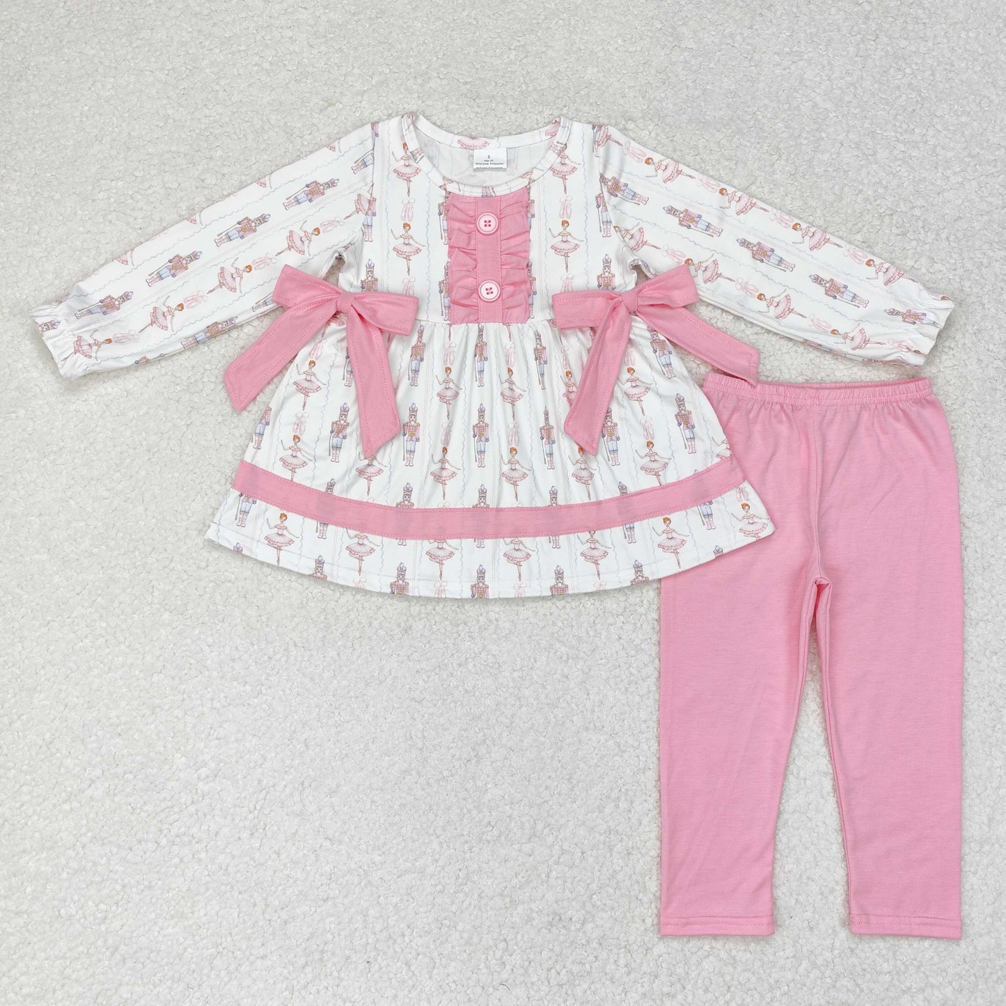 GLP1283 NO MOQ Christmas Nutcracker pink bow long sleeve pantsuit