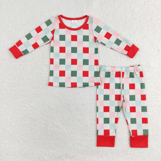 GLP1352 RTS Christmas colorful plaid long sleeve trousers pajama set