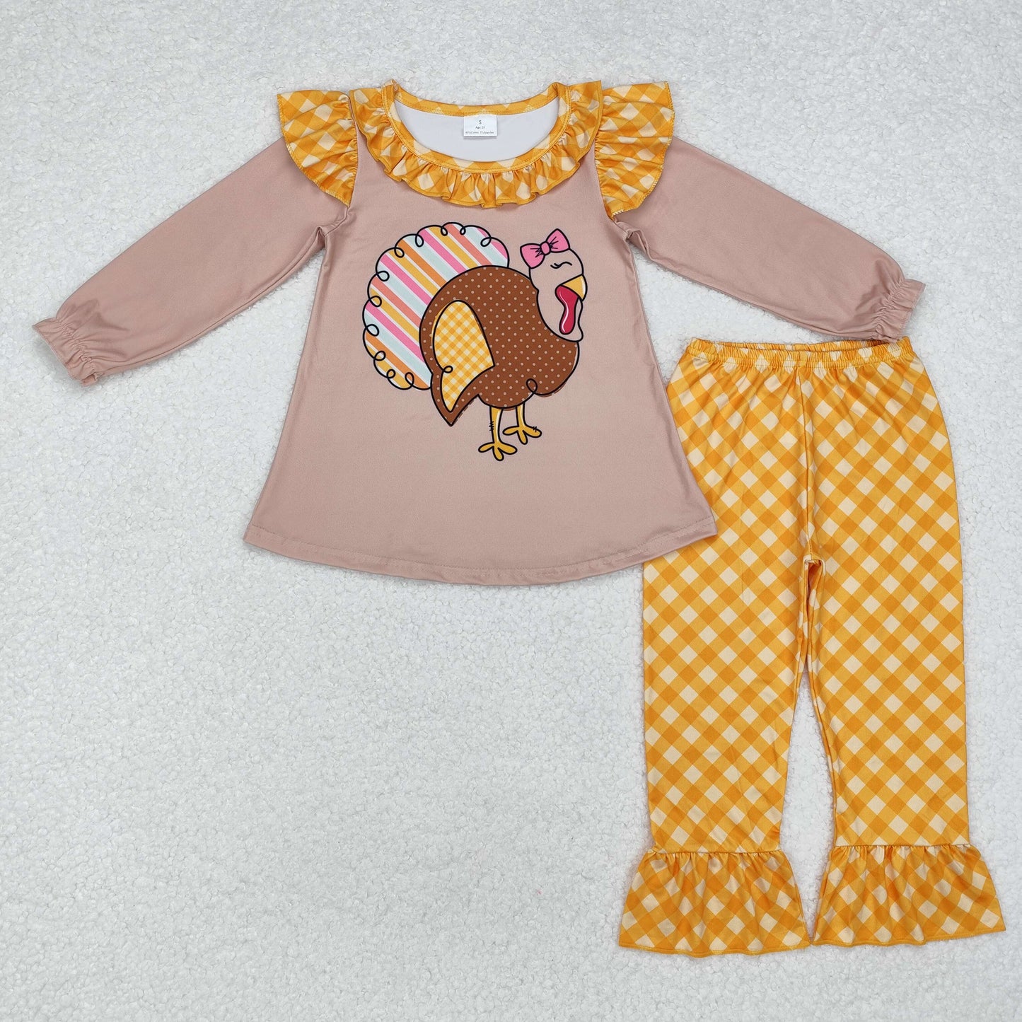 GLP1410 Colored striped Turkey Orange plaid lace Brown long sleeve pantsuit New arrival