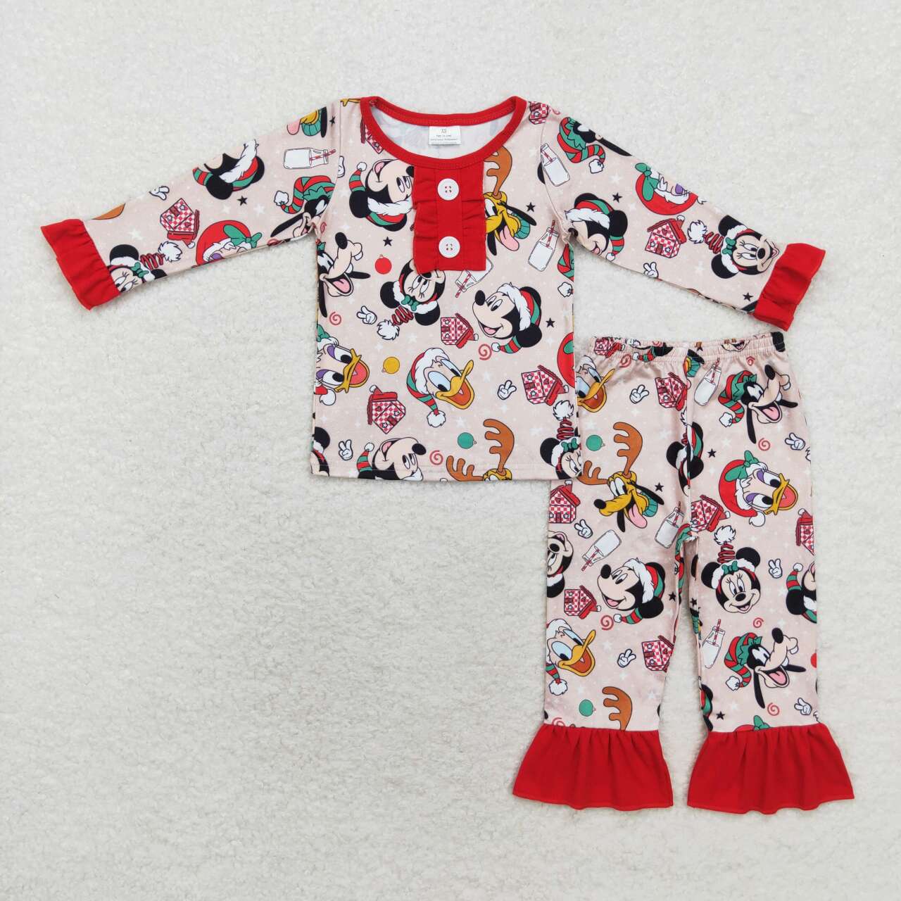 GLP1479 Mickey Donald Duck Christmas Lace long sleeve trousers pajama set