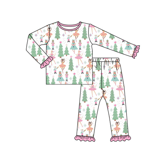 Preorder GLP1488 Christmas Nutcracker Pink lace white long sleeve pants pajama set