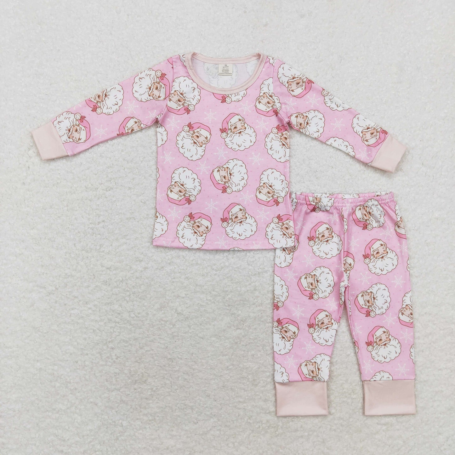 GLP1528 Modal Santa Snowflake pink long sleeve pants pajama set