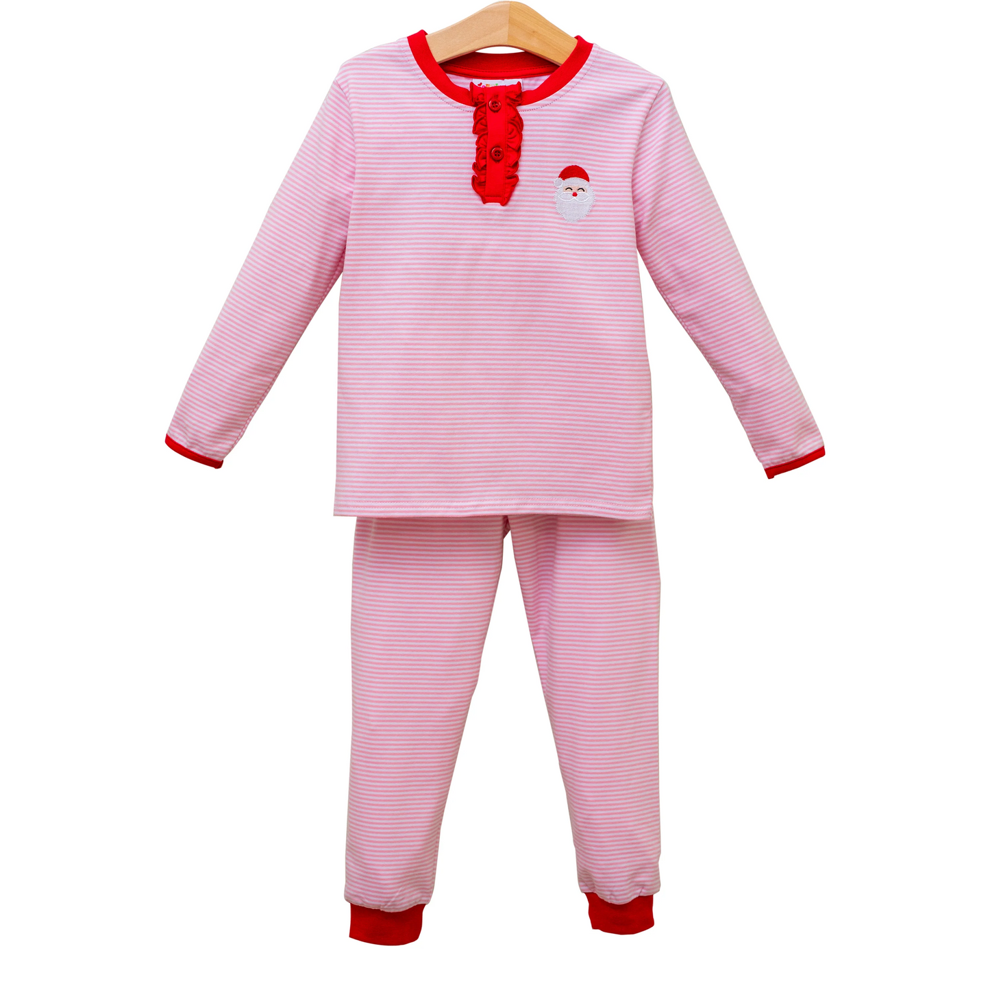 Preorder GLP1529 NO MOQ Santa Claus Pink striped long sleeve pants pajama set