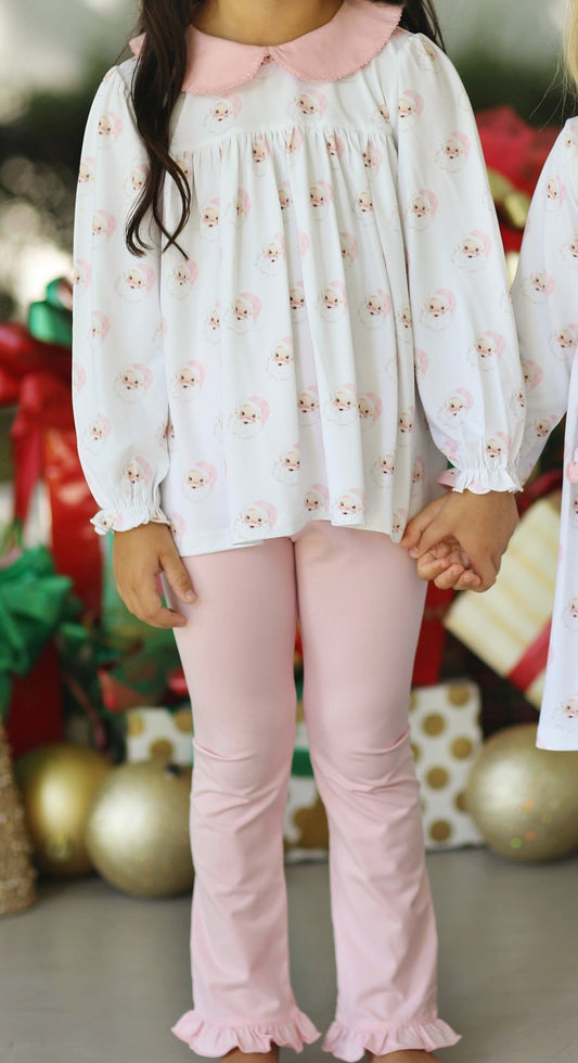 Preorder GLP1531 NO MOQ Santa Claus pink doll collar white long sleeve pants suit