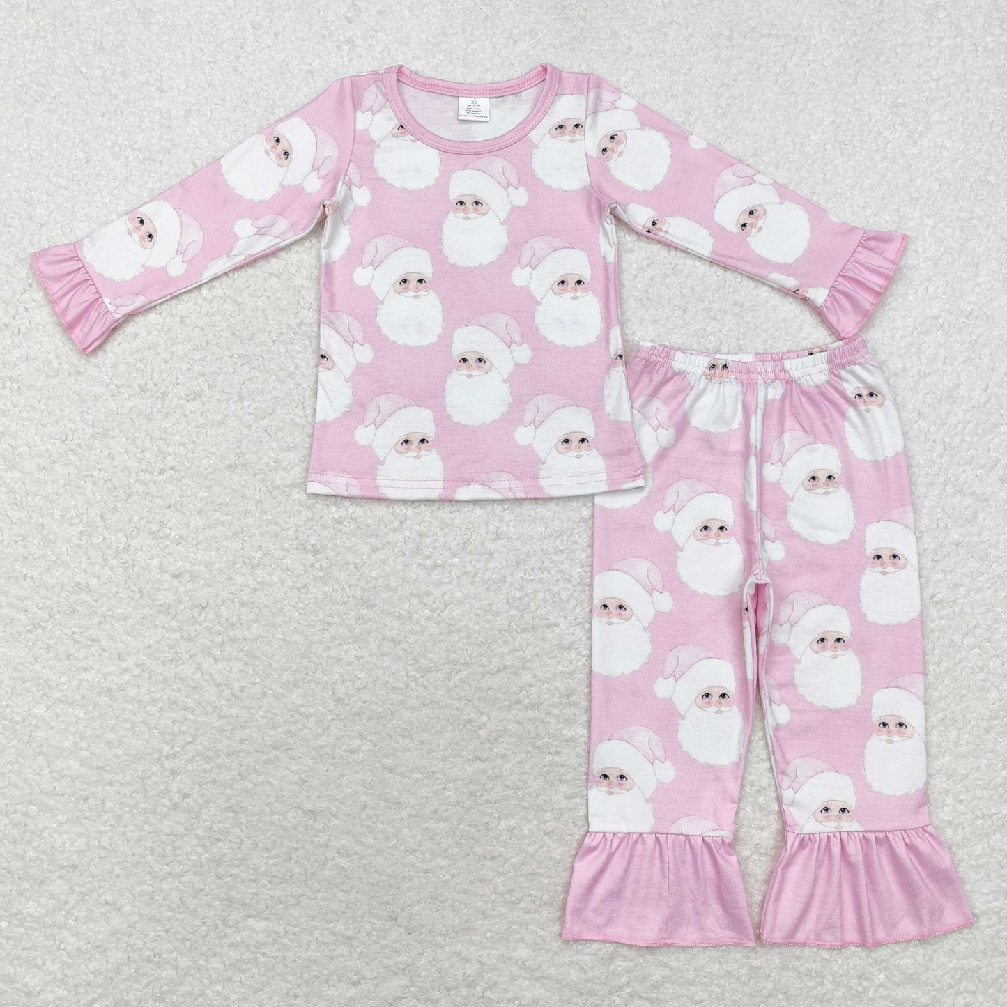 GLP1534 Modal Santa Claus light pink long sleeve pants pajamas set