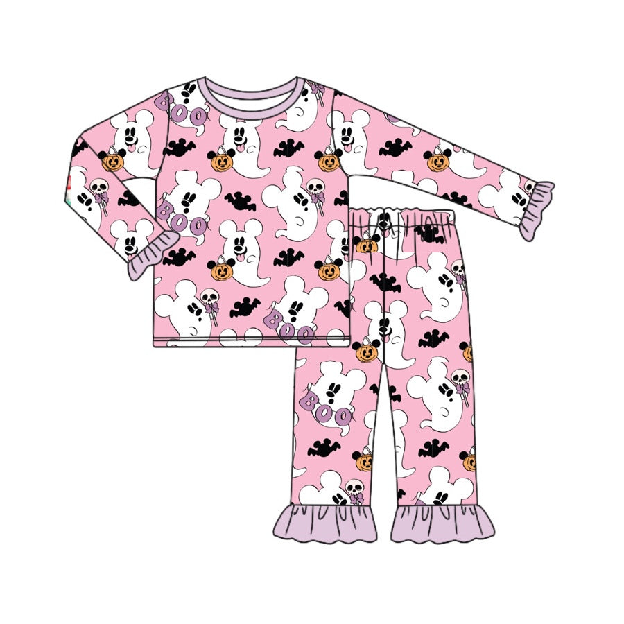 Preorder GLP1544 NO MOQ boo Ghost Mickey Pink Long sleeve pants pajama set