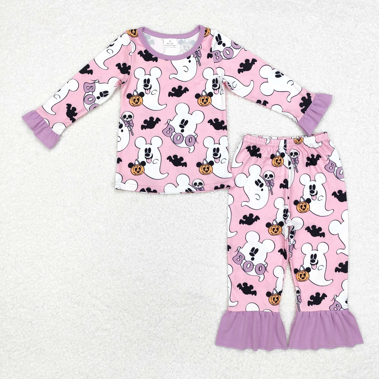 GLP1544 boo Ghost Mickey Pink long sleeve pants pajama set