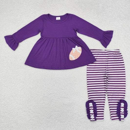 GLP1590 Embroidered polka dot football solid color purple long sleeve striped pantsuit