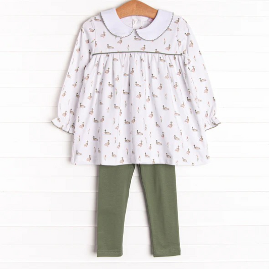 Preorder GLP1598 NO MOQ Duck White long-sleeved green pantsuit