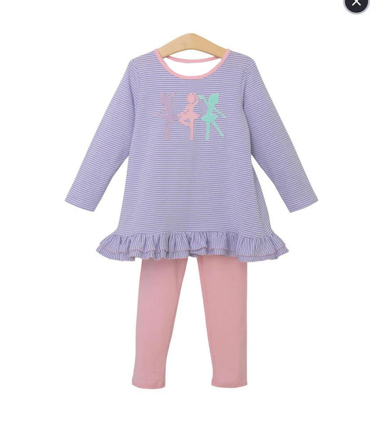 Preorder GLP1601 NO MOQ Ballerina Girl Striped long-sleeved pink pantsuit