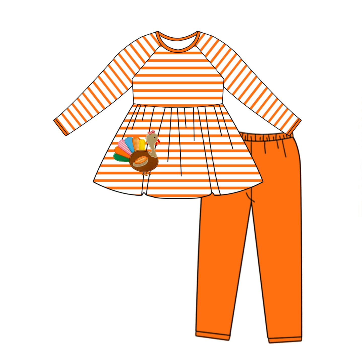 Preorder GLP1604 NO MOQ Bow Turkey Orange striped long sleeve pantsuit