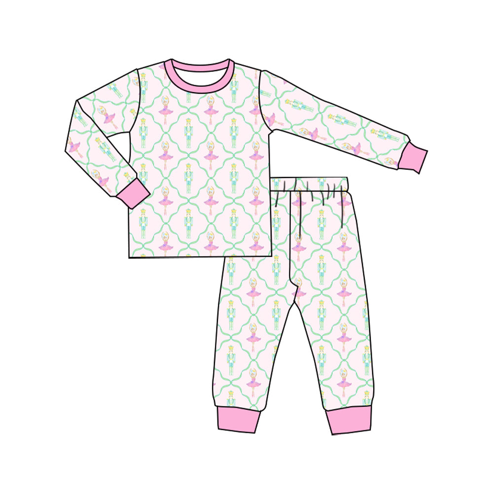 Preorder GLP1611 NO MOQ Christmas Nutcracker pink long sleeve pants pajama set