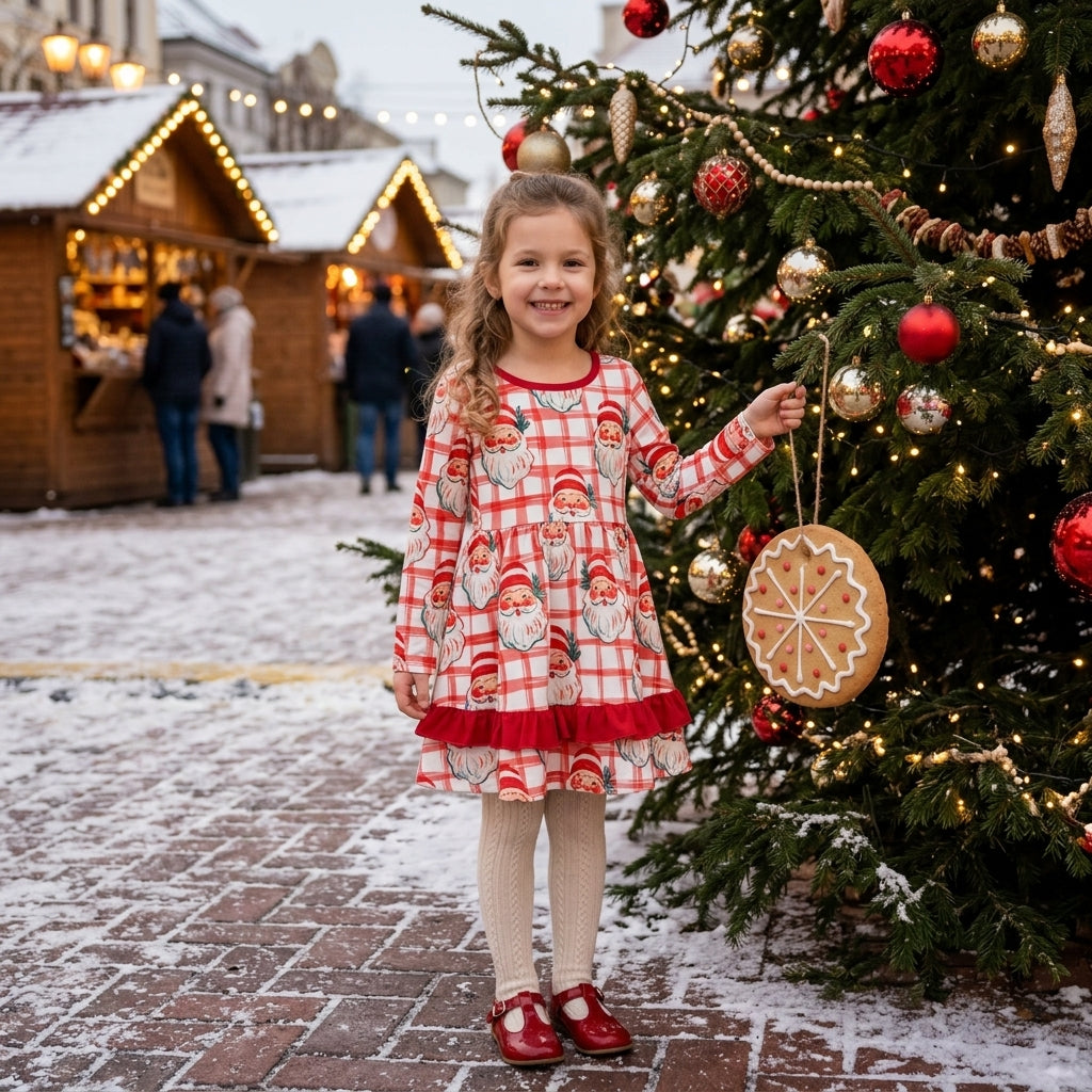 GLD1710 Christmas Santa Plaid Girl's Dress 202609 RTS