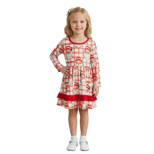 GLD1710 Christmas Santa Plaid Girl's Dress 202609 RTS