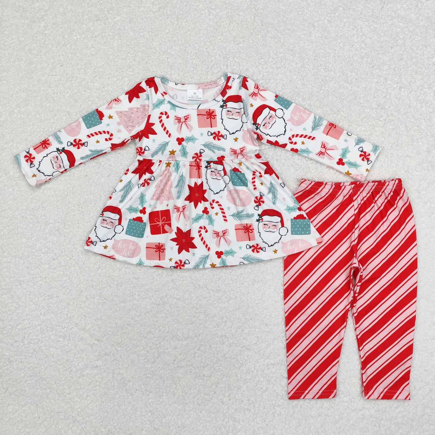 GLP1823 Santa gift Long sleeve red striped pantsuit