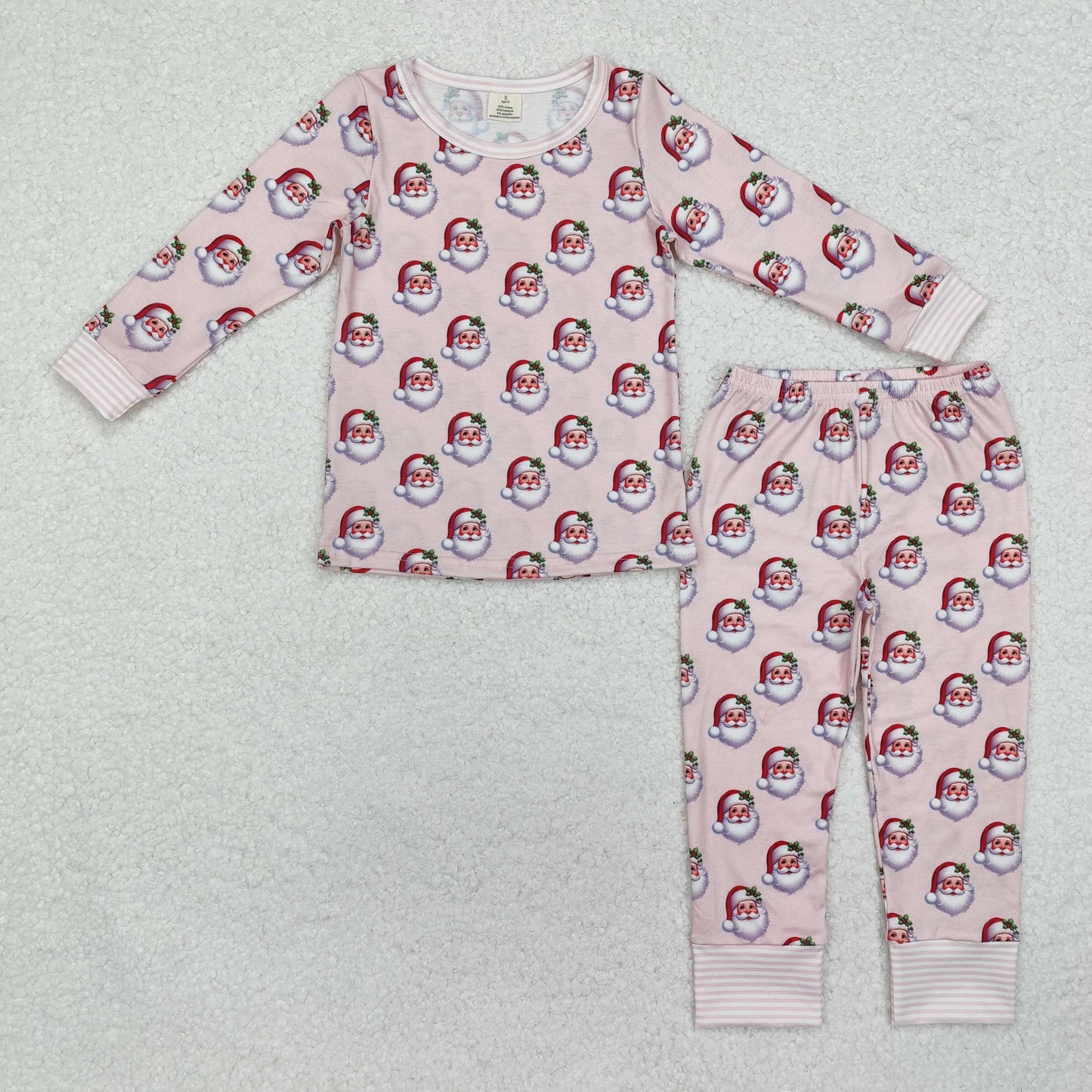 GLP1833 Christmas Bamboo Pajamas Santa Claus Pink Long Sleeve Pant Girls Sets RTS 202512