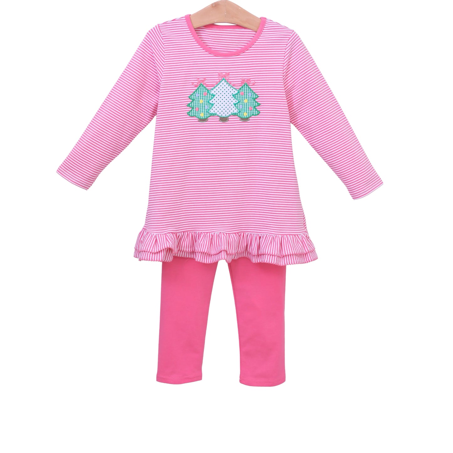 Preorder GLP1863 Bow Christmas tree pink striped long sleeve pants set high quality wholesale