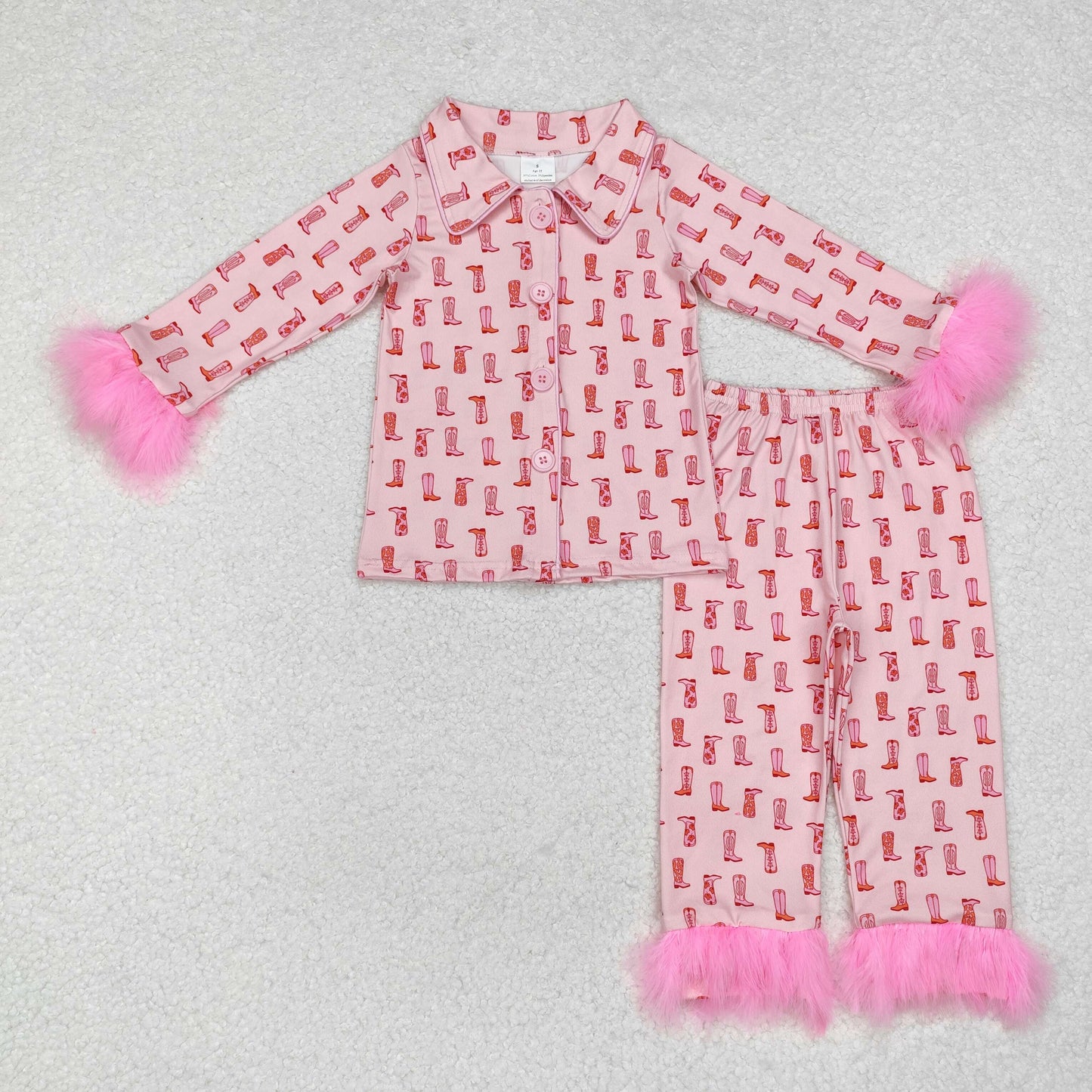 GLP1868 Boots pink plush hemmed long sleeve pants pajama set New arrival