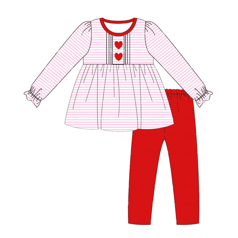 Preorder GLP1874 Red Heart pink striped long sleeve pantsuit