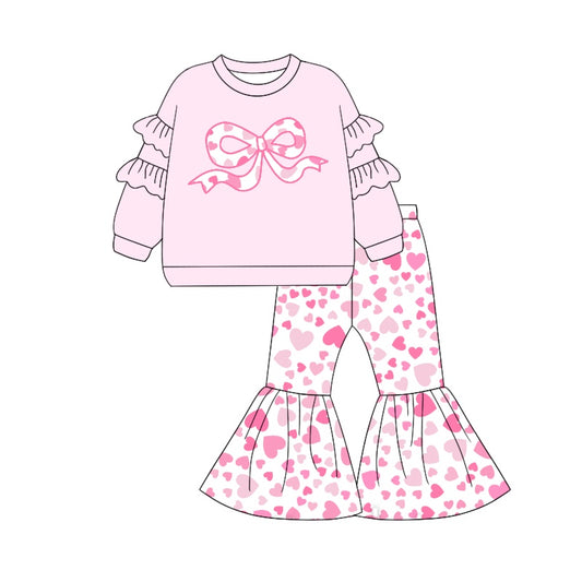 Preorder GLP1951 Long sleeve pantsuit with pink lace and love bows