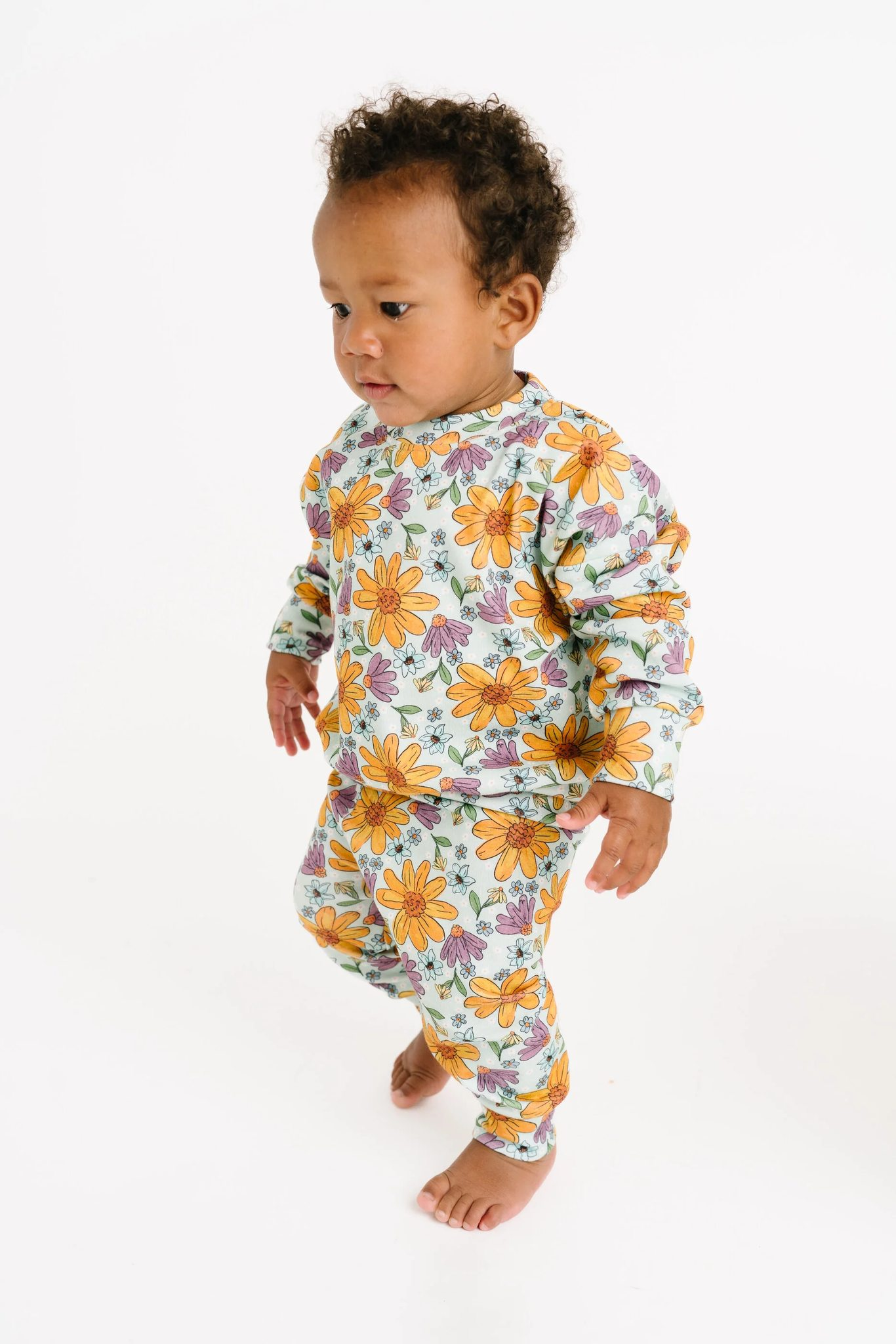 Preorder GLP1999 Orange purple flower long sleeve pants suit