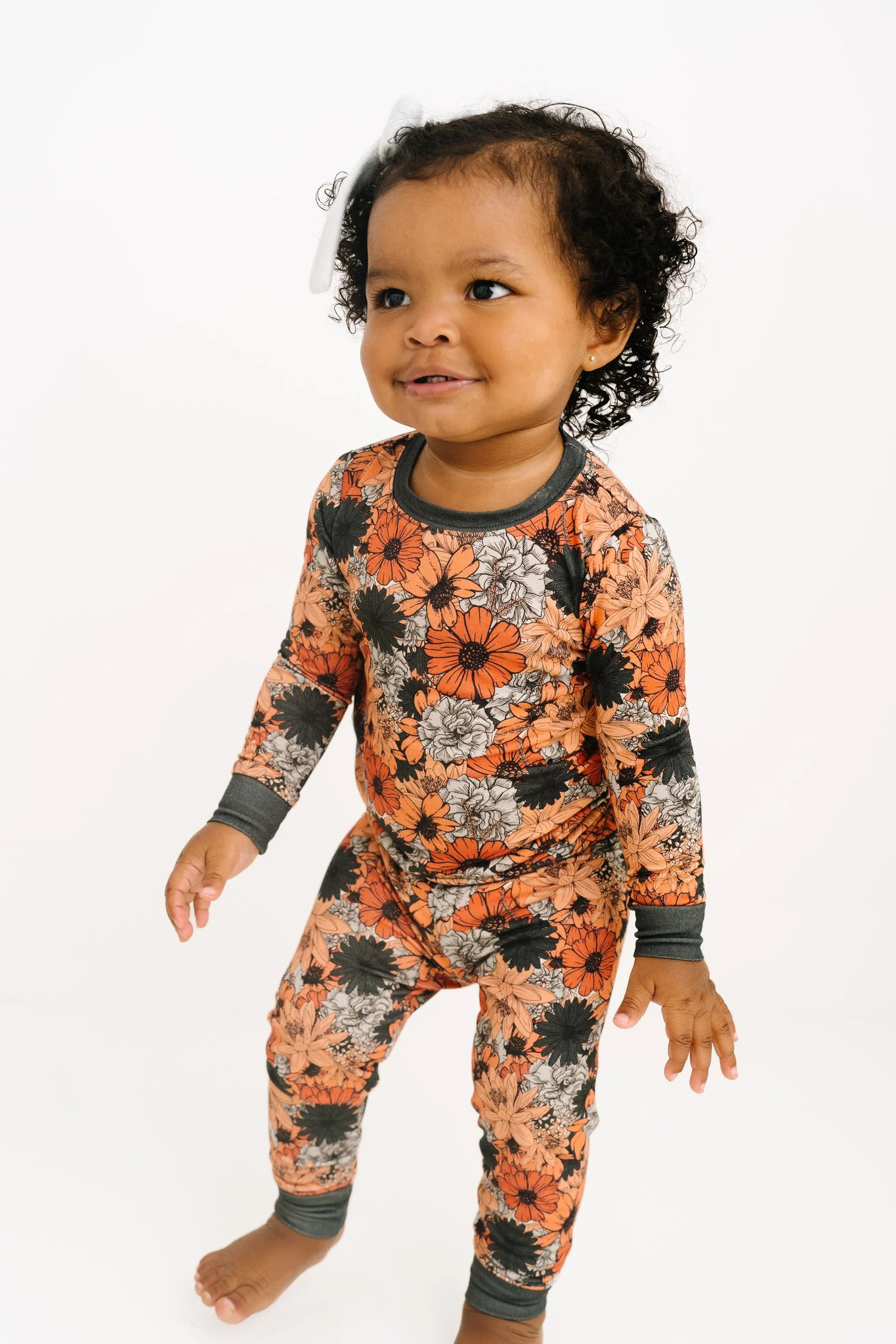 Preorder GLP2001 Orange flower long sleeve pants pajamas set