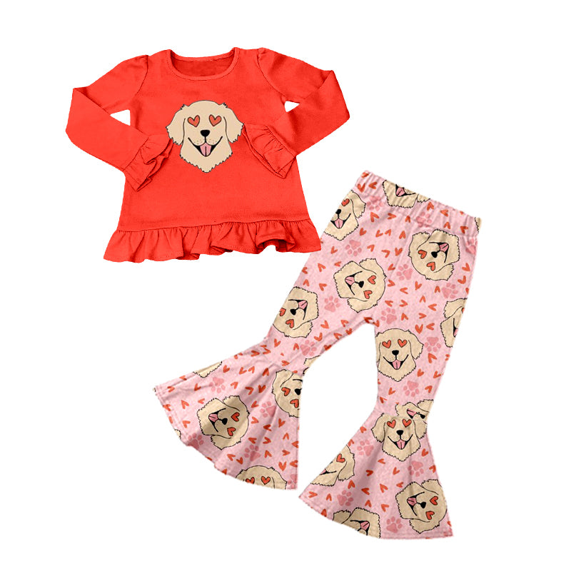 Preorder GLP2015 Love puppy Red lace long sleeve pink pant set high quality