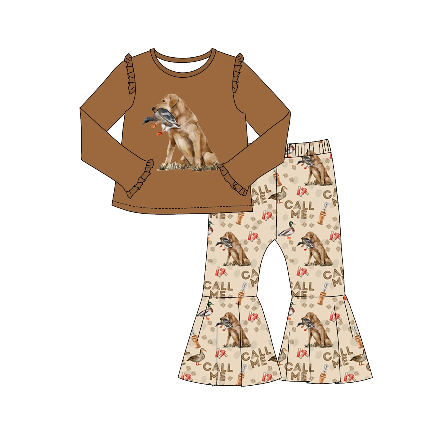 Preorder GLP2021 call me Duck Puppy Brown Lace long sleeve pant suit High quality