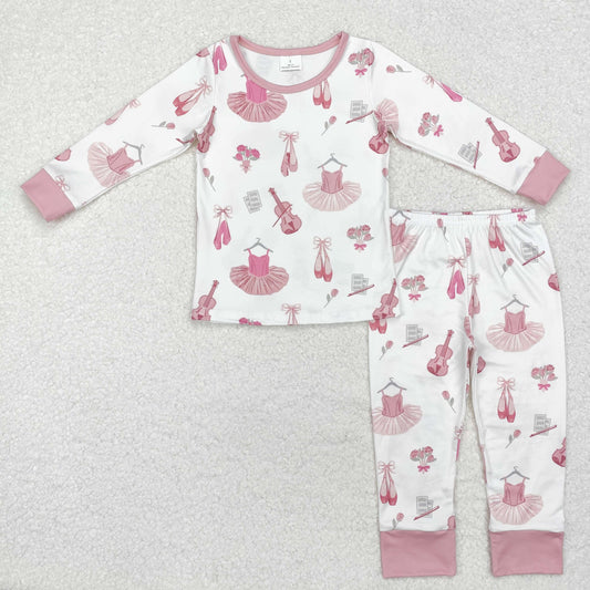 GLP2023 Ballet Shoes Flower Pink White Long Sleeve Pants Girls Pajamas Set  RTS 202509