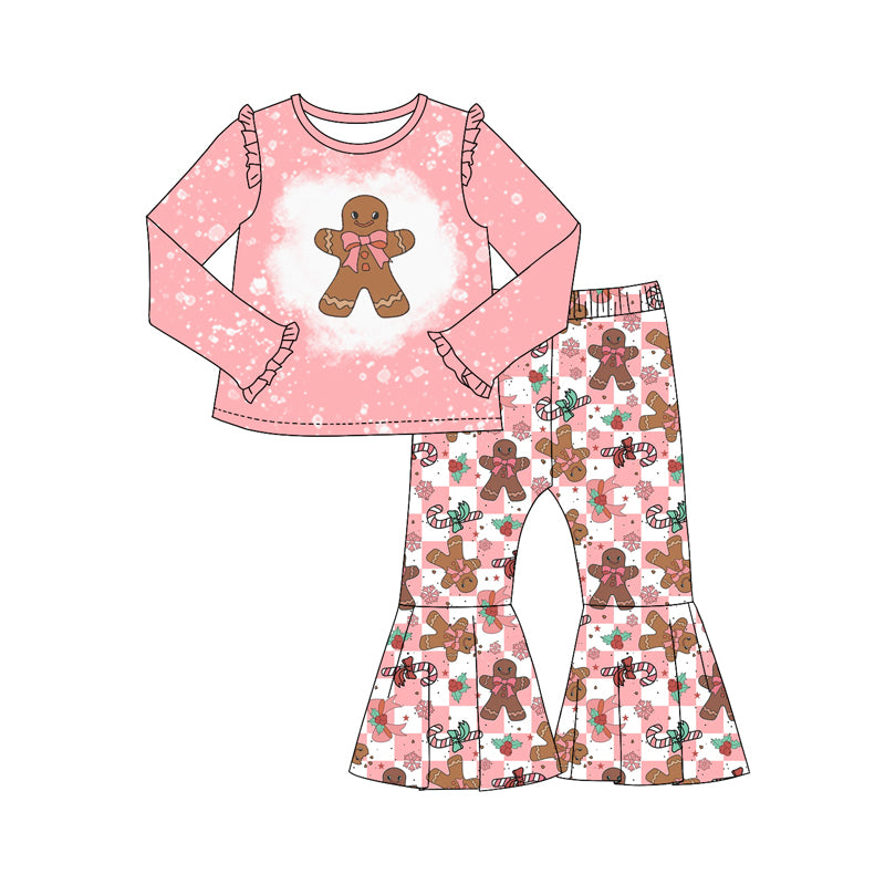 Preorder GLP2024 Gingerbread Man Bow Crutch powder-white plaid lace long sleeve pants set high quality