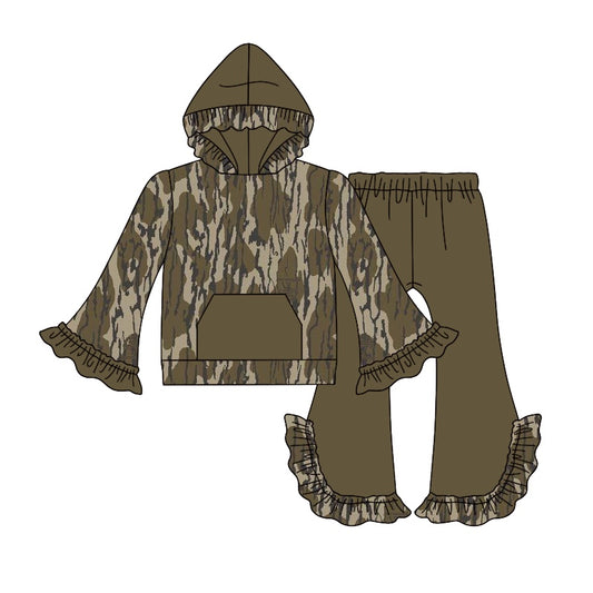 Preorder GLP2030 Pocket camo army green lace hooded long-sleeved pantsuit