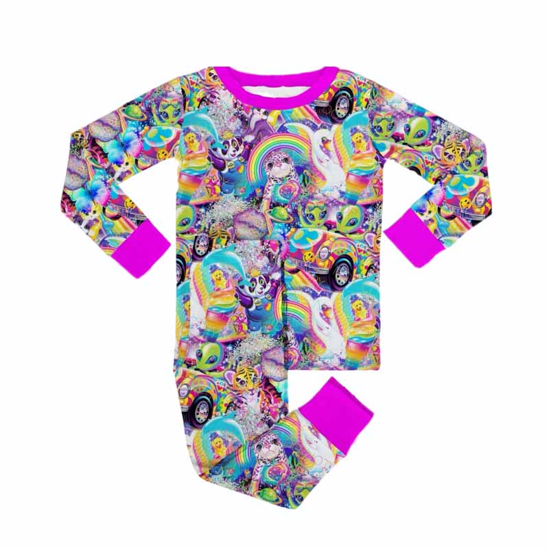 Preorder GLP2167 Cartoon rainbow alien long sleeve pants pajamas set