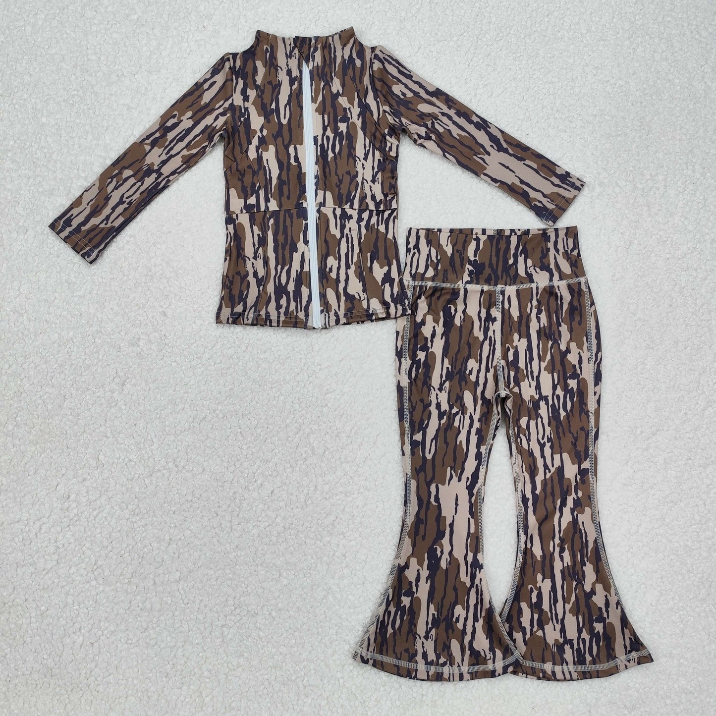 GLP2171 Yoga outfit Brown Camouflage Sportswear girls athlete outfits 202412