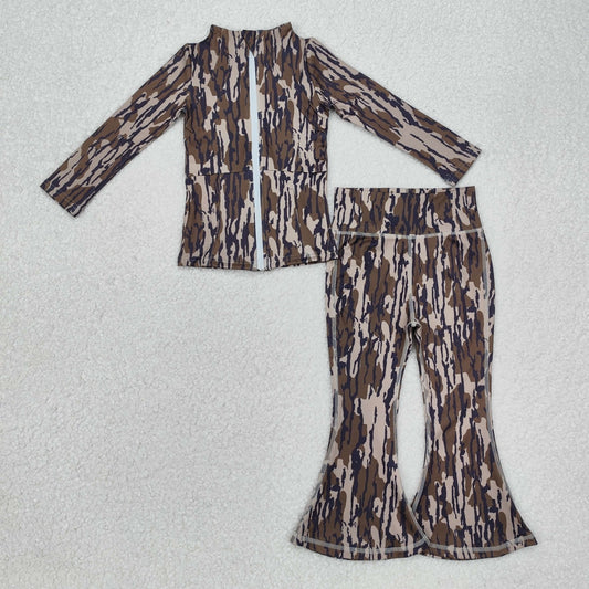 GLP2171 Yoga outfit Brown Camouflage Sportswear girls athlete outfits 202412