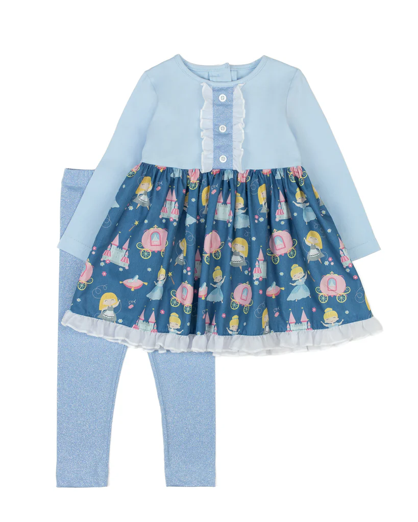 Preorder GLP2197 Cartoon Princess Castle Lace blue long sleeve pantsuit