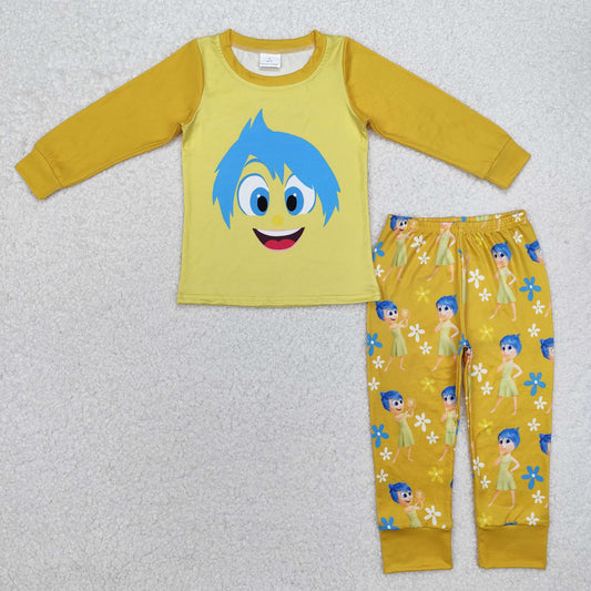 GLP2240 Girl clothes Yellow cartoon pattern Long Sleeve pants Outfits RTS 202412