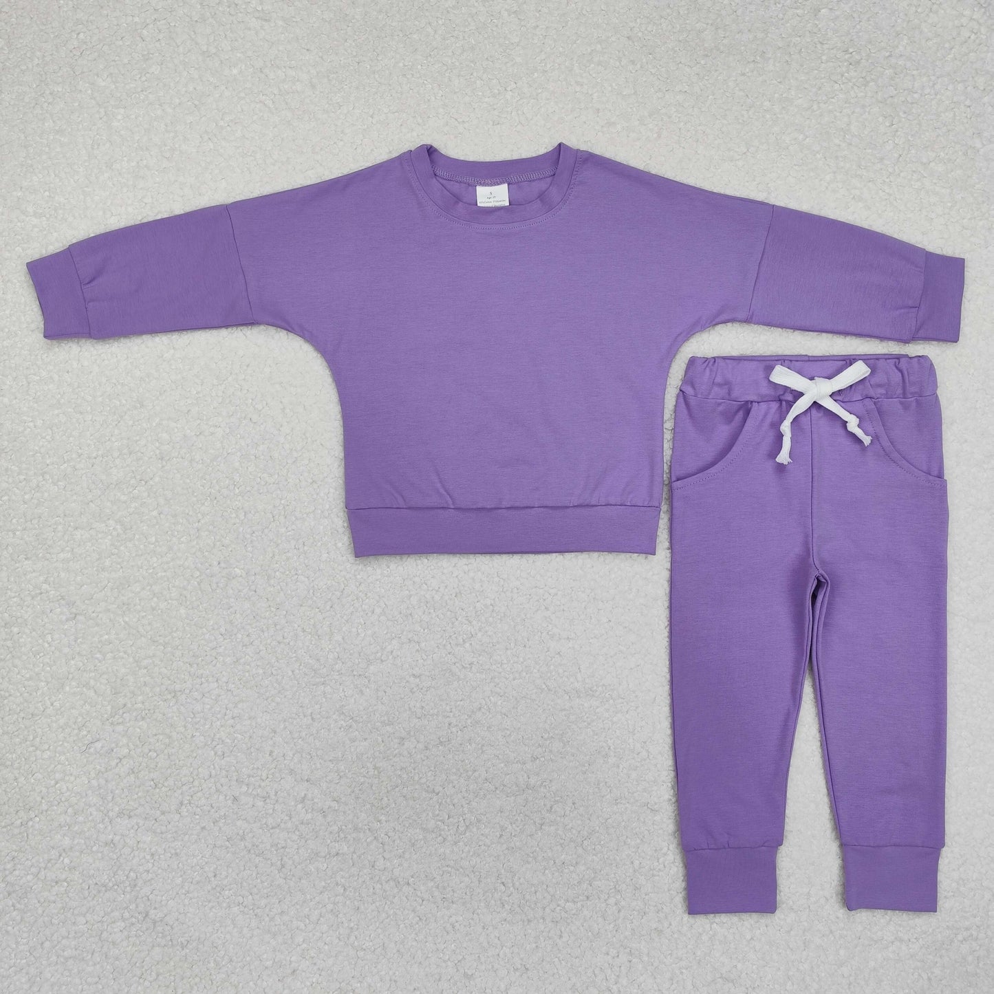 GLP2249 Solid Purple Long Sleeve Top Pants Girls Sets RTS 20241129