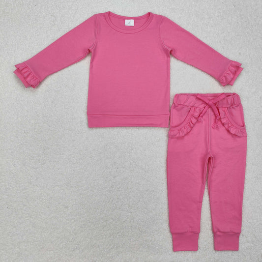 GLP2258  Baby Girl Rose Red Ruffle long sleeve Top Pants Outfit Girls Boutique outfits 202501