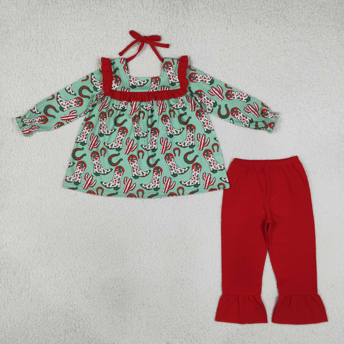 GLP2355 Christmas Western Bows Cactus Girls Set