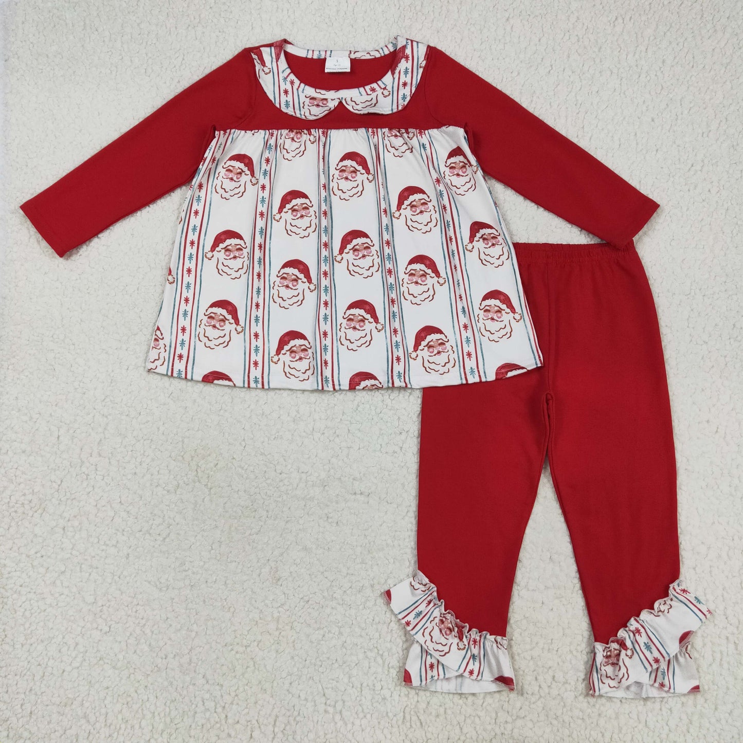 GLP2500 Santa Claus Red Doll Collar Long Sleeve Pants Girls Sets 202507 RTS