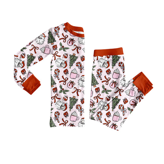 Preorder GLP2557 Christmas Tree Cane Red Long Sleeve Top Pants Girls Pajamas Set 202507