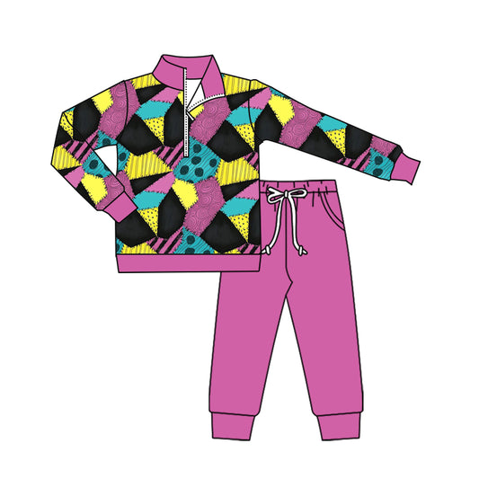 Preorder GLP2649 Halloween Purple Long Sleeve Pants Girls Set 202507
