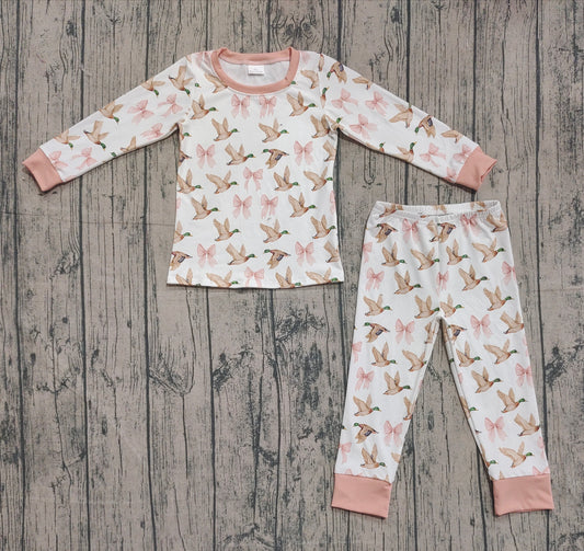 GLP2687 Duck Hunting Bows Long Sleeve Pants Girls Pajamas Set 202509 RTS