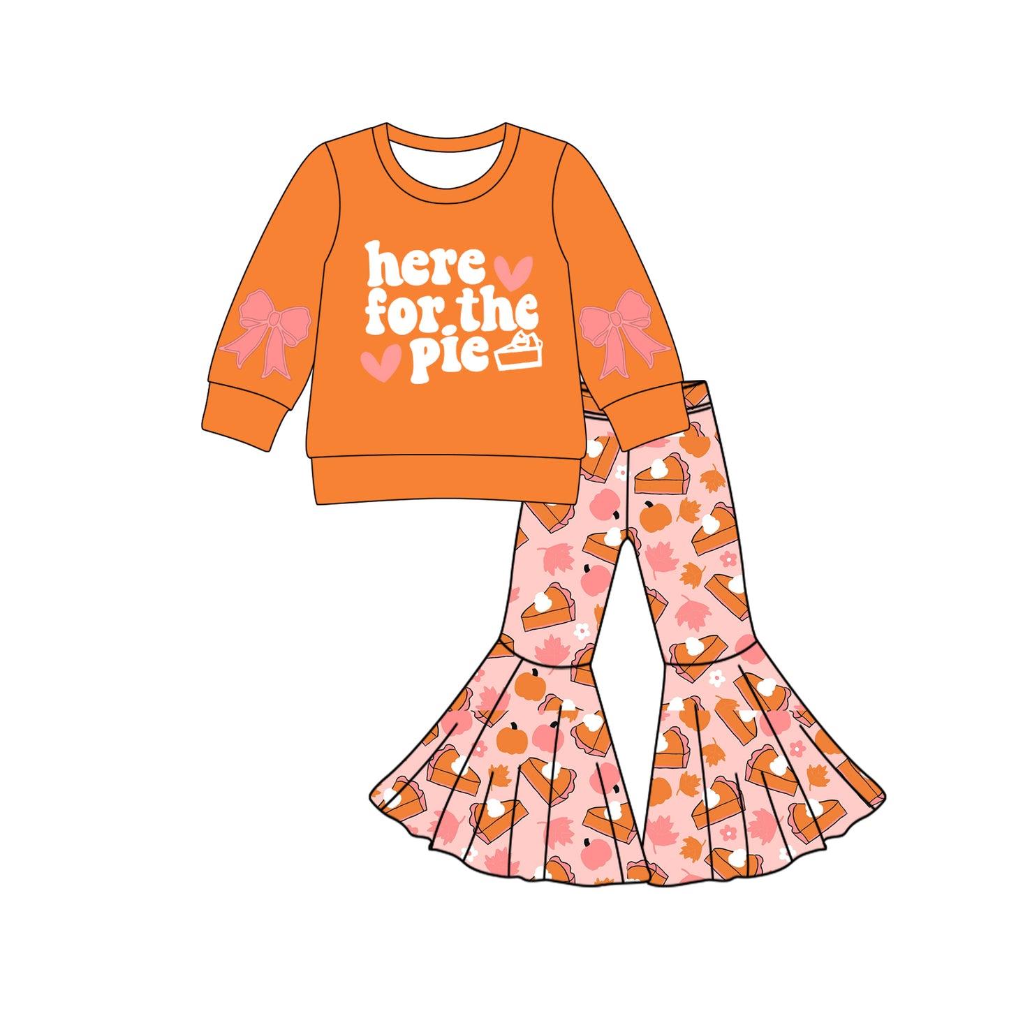 Preorder GLP2707 Halloween Candy Orange Long Sleeve Pants Girls Set 202508