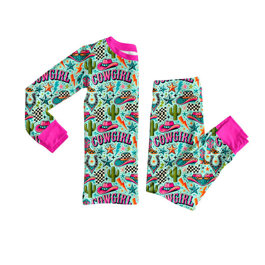 Preorder GLP2745 Hat Cactus Cowgirl Rose Red Long Sleeve Pants Girls Set 202508