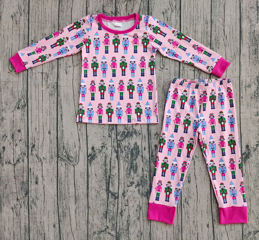 Preorder GLP2747 Christmas Nutcracker Pink Long Sleeve Pants Girls Set 202508